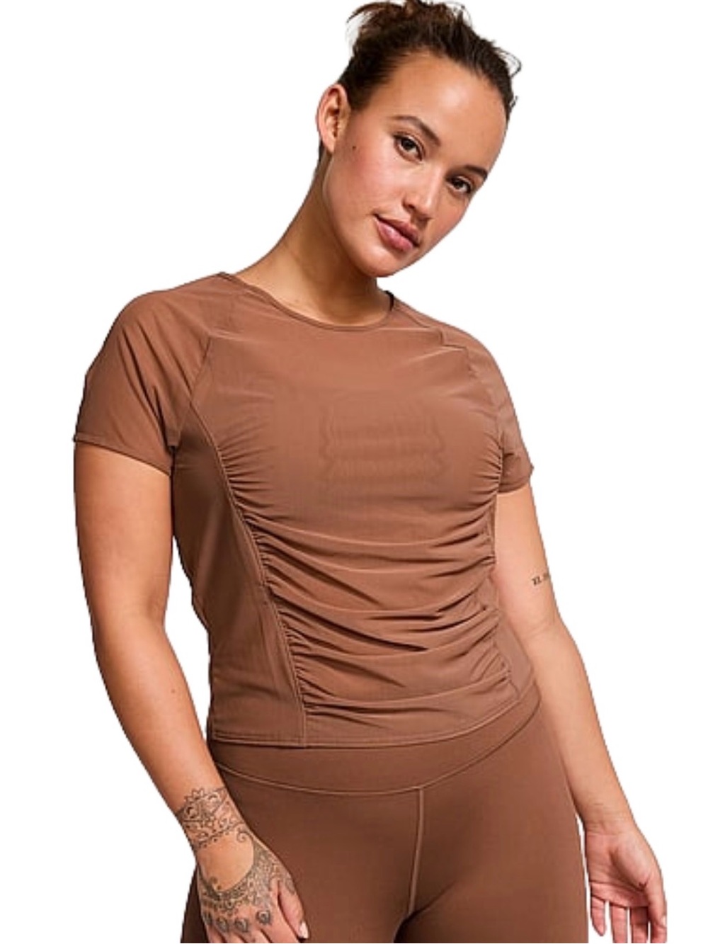 Victoria's Secret Brown Ruched Short Sleeve Tee